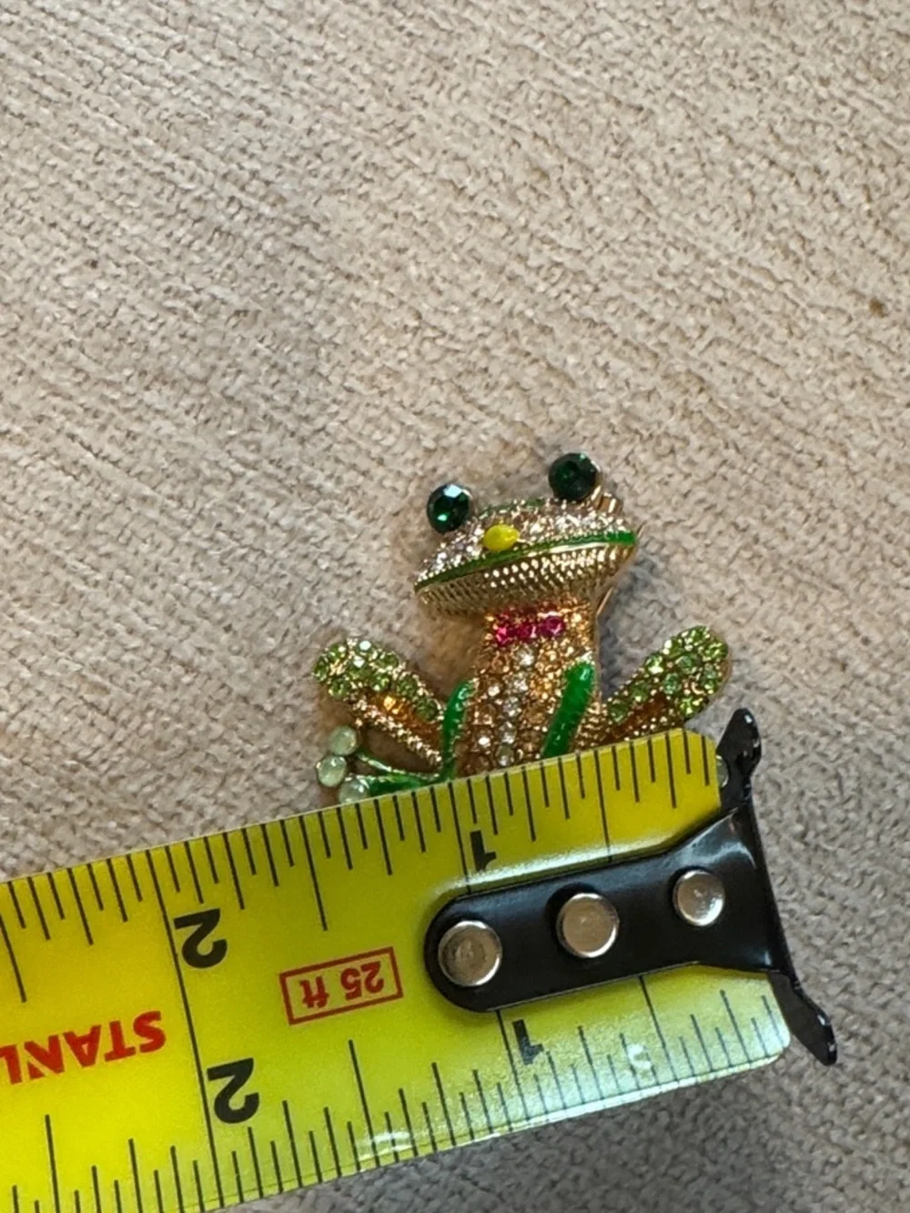 Green Crystal Frog Brooches - Set of 2